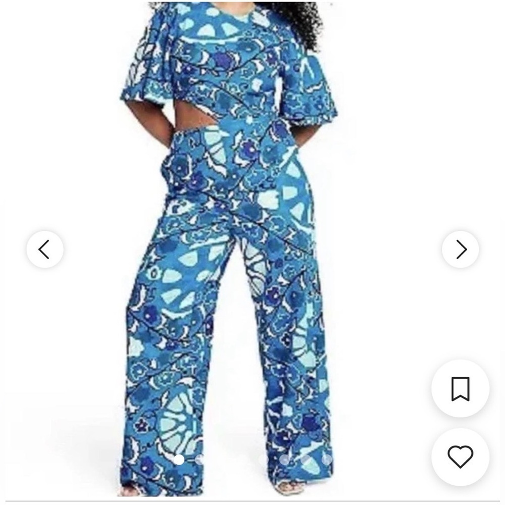 RHODE for Target NWT Zinnia blue pantsuit waist cutout, Linen blend size Medium